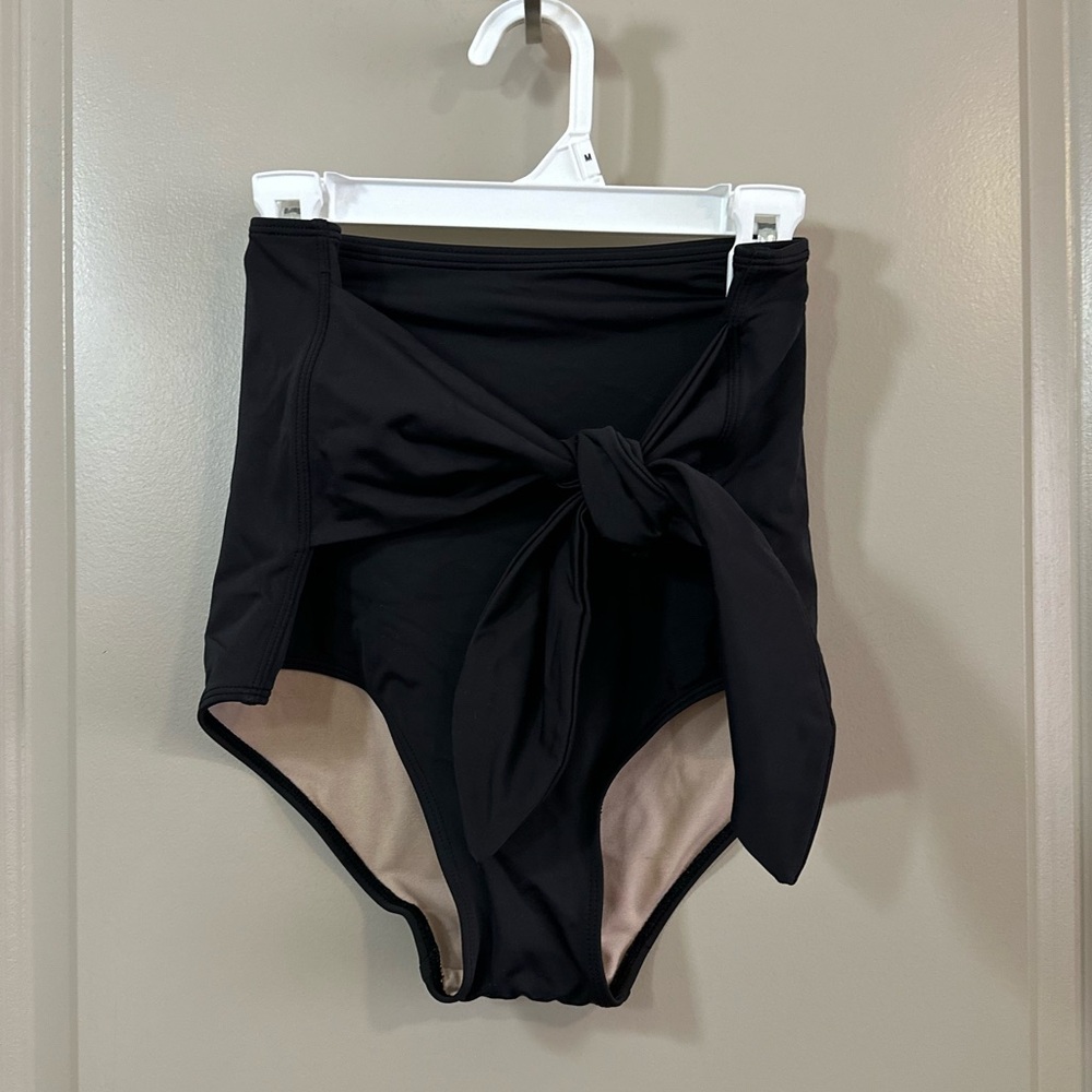 Black High-Waisted Kourtni Jeane Bikini Bottom with Tie front- NEVER WORN